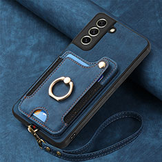 Soft Silicone Gel Leather Snap On Case Cover SD1 for Samsung Galaxy S21 FE 5G Blue