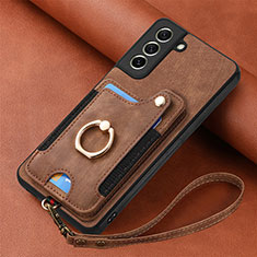 Soft Silicone Gel Leather Snap On Case Cover SD1 for Samsung Galaxy S21 FE 5G Brown