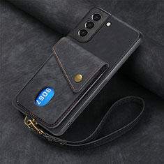 Soft Silicone Gel Leather Snap On Case Cover SD1 for Samsung Galaxy S22 5G Black