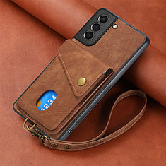 Soft Silicone Gel Leather Snap On Case Cover SD1 for Samsung Galaxy S22 Plus 5G Brown
