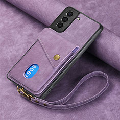 Soft Silicone Gel Leather Snap On Case Cover SD1 for Samsung Galaxy S22 Plus 5G Clove Purple