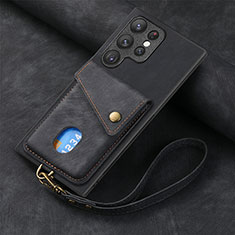 Soft Silicone Gel Leather Snap On Case Cover SD1 for Samsung Galaxy S23 Ultra 5G Black