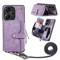 Soft Silicone Gel Leather Snap On Case Cover SD1 for Xiaomi Redmi Note 13 Pro+ Plus 5G Clove Purple