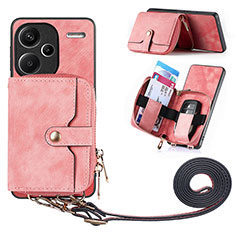 Soft Silicone Gel Leather Snap On Case Cover SD1 for Xiaomi Redmi Note 13 Pro+ Plus 5G Pink