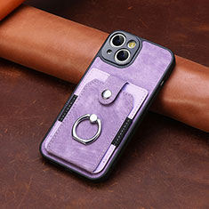 Soft Silicone Gel Leather Snap On Case Cover SD10 for Apple iPhone 14 Clove Purple
