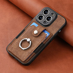 Soft Silicone Gel Leather Snap On Case Cover SD11 for Apple iPhone 13 Pro Brown