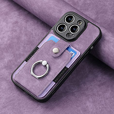 Soft Silicone Gel Leather Snap On Case Cover SD11 for Apple iPhone 15 Pro Max Clove Purple