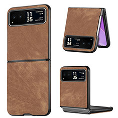 Soft Silicone Gel Leather Snap On Case Cover SD11 for Motorola Moto Razr 40 Ultra 5G Brown