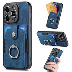 Soft Silicone Gel Leather Snap On Case Cover SD12 for Apple iPhone 13 Pro Blue