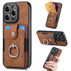 Soft Silicone Gel Leather Snap On Case Cover SD12 for Apple iPhone 13 Pro Max Brown