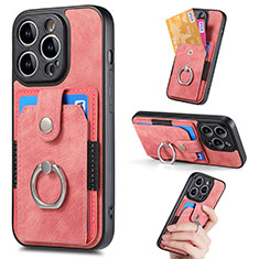 Soft Silicone Gel Leather Snap On Case Cover SD12 for Apple iPhone 13 Pro Pink