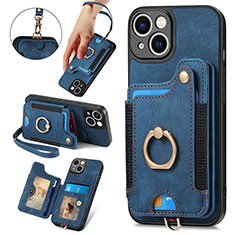 Soft Silicone Gel Leather Snap On Case Cover SD12 for Apple iPhone 14 Plus Blue