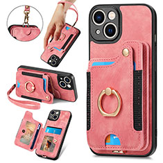 Soft Silicone Gel Leather Snap On Case Cover SD12 for Apple iPhone 14 Plus Pink