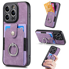 Soft Silicone Gel Leather Snap On Case Cover SD12 for Apple iPhone 14 Pro Clove Purple