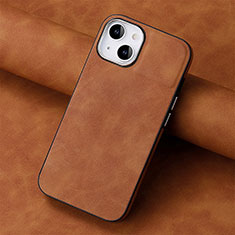 Soft Silicone Gel Leather Snap On Case Cover SD13 for Apple iPhone 13 Brown