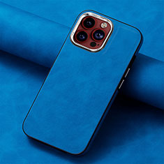 Soft Silicone Gel Leather Snap On Case Cover SD13 for Apple iPhone 13 Pro Blue