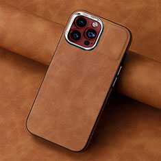Soft Silicone Gel Leather Snap On Case Cover SD13 for Apple iPhone 13 Pro Max Brown
