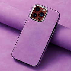 Soft Silicone Gel Leather Snap On Case Cover SD13 for Apple iPhone 14 Pro Clove Purple