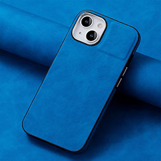 Soft Silicone Gel Leather Snap On Case Cover SD13 for Apple iPhone 15 Blue
