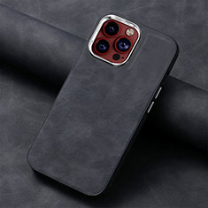 Soft Silicone Gel Leather Snap On Case Cover SD13 for Apple iPhone 15 Pro Max Black
