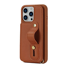 Soft Silicone Gel Leather Snap On Case Cover SD14 for Apple iPhone 13 Pro Brown