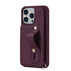 Soft Silicone Gel Leather Snap On Case Cover SD14 for Apple iPhone 13 Pro Max Red Wine