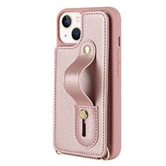 Soft Silicone Gel Leather Snap On Case Cover SD14 for Apple iPhone 13 Rose Gold