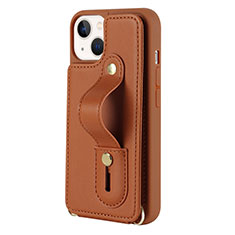 Soft Silicone Gel Leather Snap On Case Cover SD14 for Apple iPhone 15 Brown