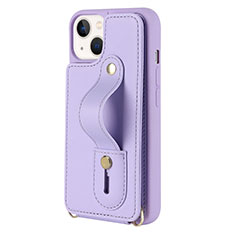 Soft Silicone Gel Leather Snap On Case Cover SD14 for Apple iPhone 15 Purple