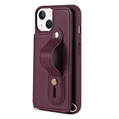 Soft Silicone Gel Leather Snap On Case Cover SD14 for Apple iPhone 15 Red Wine