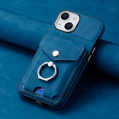 Soft Silicone Gel Leather Snap On Case Cover SD15 for Apple iPhone 13 Blue