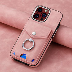 Soft Silicone Gel Leather Snap On Case Cover SD15 for Apple iPhone 13 Pro Pink
