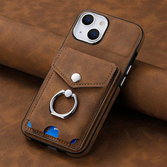 Soft Silicone Gel Leather Snap On Case Cover SD15 for Apple iPhone 14 Brown