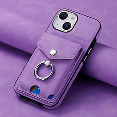 Soft Silicone Gel Leather Snap On Case Cover SD15 for Apple iPhone 14 Clove Purple