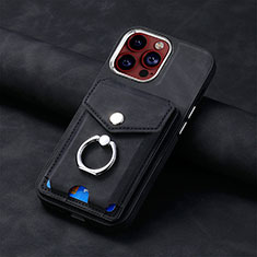 Soft Silicone Gel Leather Snap On Case Cover SD15 for Apple iPhone 14 Pro Max Black