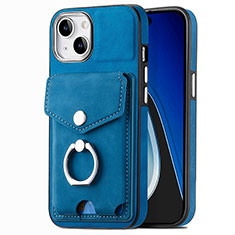 Soft Silicone Gel Leather Snap On Case Cover SD16 for Apple iPhone 13 Blue