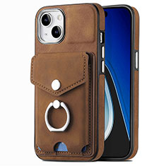 Soft Silicone Gel Leather Snap On Case Cover SD16 for Apple iPhone 13 Brown