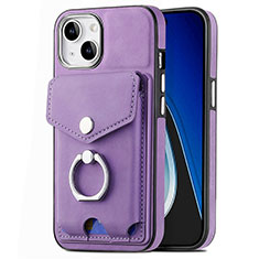 Soft Silicone Gel Leather Snap On Case Cover SD16 for Apple iPhone 14 Clove Purple