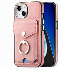 Soft Silicone Gel Leather Snap On Case Cover SD16 for Apple iPhone 14 Pink