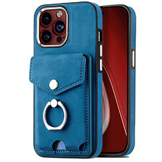 Soft Silicone Gel Leather Snap On Case Cover SD16 for Apple iPhone 14 Pro Blue