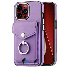 Soft Silicone Gel Leather Snap On Case Cover SD16 for Apple iPhone 14 Pro Clove Purple