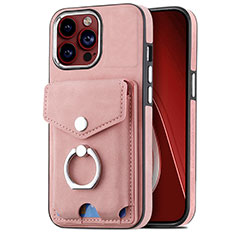 Soft Silicone Gel Leather Snap On Case Cover SD16 for Apple iPhone 15 Pro Max Pink