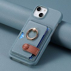Soft Silicone Gel Leather Snap On Case Cover SD17 for Apple iPhone 13 Blue