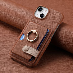 Soft Silicone Gel Leather Snap On Case Cover SD17 for Apple iPhone 13 Brown