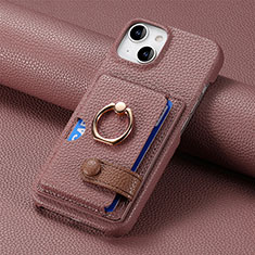 Soft Silicone Gel Leather Snap On Case Cover SD17 for Apple iPhone 13 Light Brown