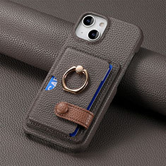 Soft Silicone Gel Leather Snap On Case Cover SD17 for Apple iPhone 14 Plus Dark Gray