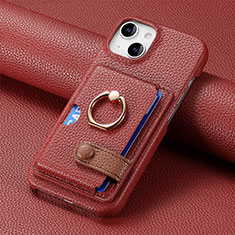 Soft Silicone Gel Leather Snap On Case Cover SD17 for Apple iPhone 14 Plus Red