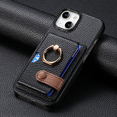 Soft Silicone Gel Leather Snap On Case Cover SD17 for Apple iPhone 15 Plus Black
