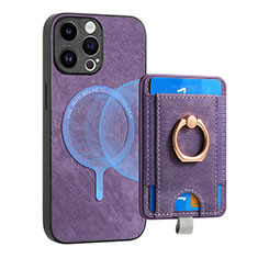 Soft Silicone Gel Leather Snap On Case Cover SD17 for Apple iPhone 15 Pro Clove Purple