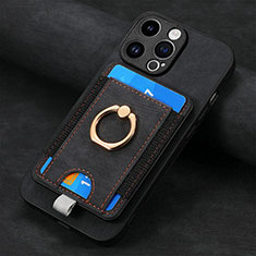 Soft Silicone Gel Leather Snap On Case Cover SD18 for Apple iPhone 14 Pro Black